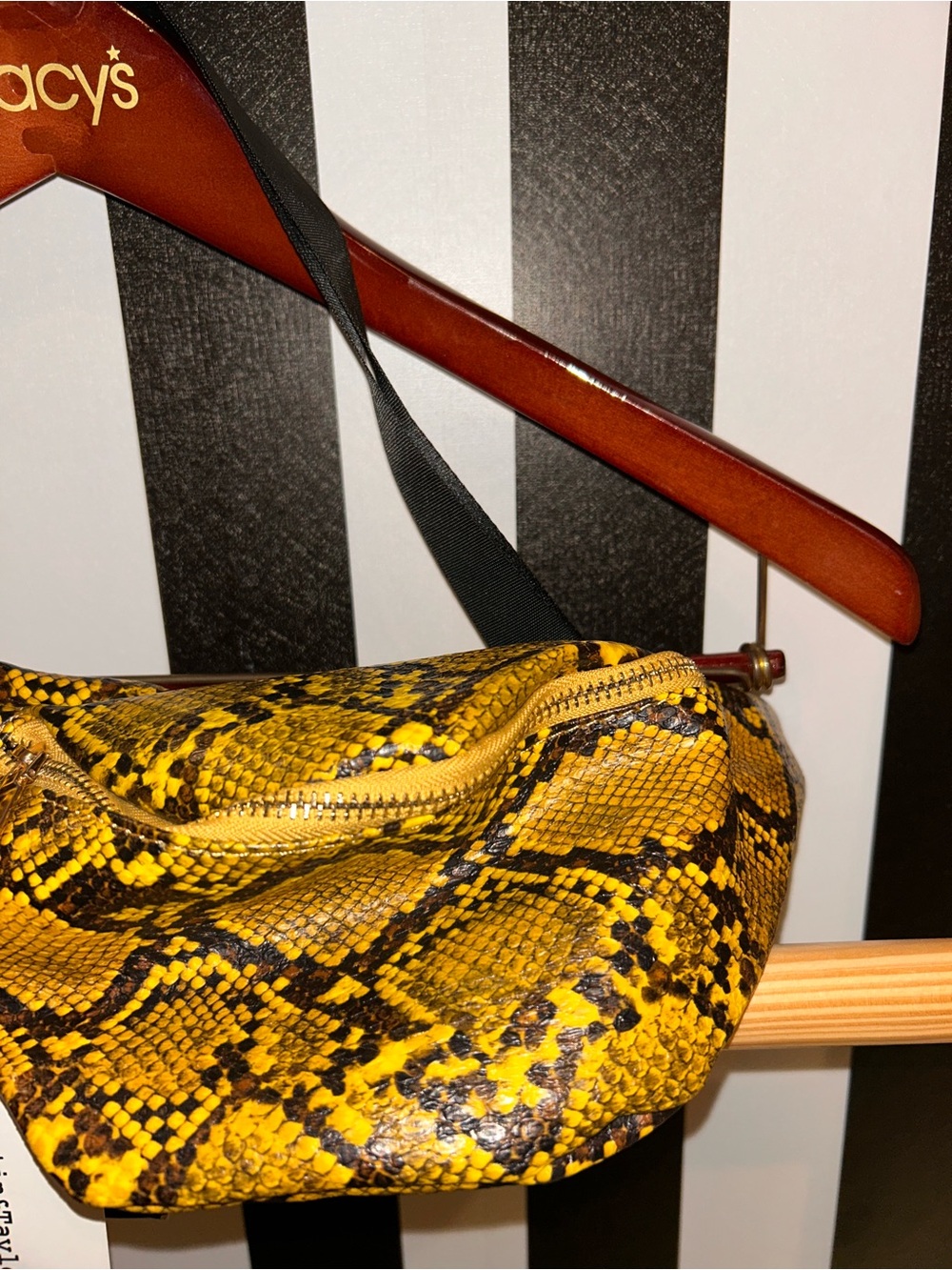 Shop the look…Justin & Taylor Yellow & Black Snake-Print Mini Belt Bag - Picture 5 of 5
